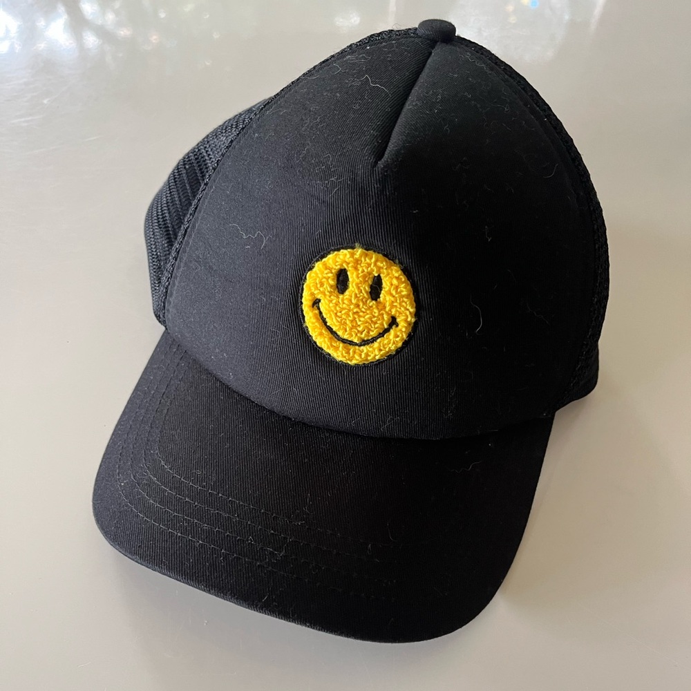 Black Smiley Face Trucker Hat